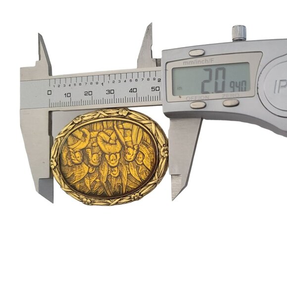 The Vatican Library Collection Religious Angels Oval Pin Brooch, Signed M937 - Picture 7 of 9